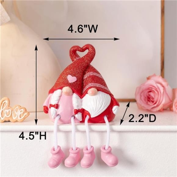 Valentine Gnome Figurines, Valentines Day Décor Gnomes Gift, with Dangling Legs - Picture 6 of 7